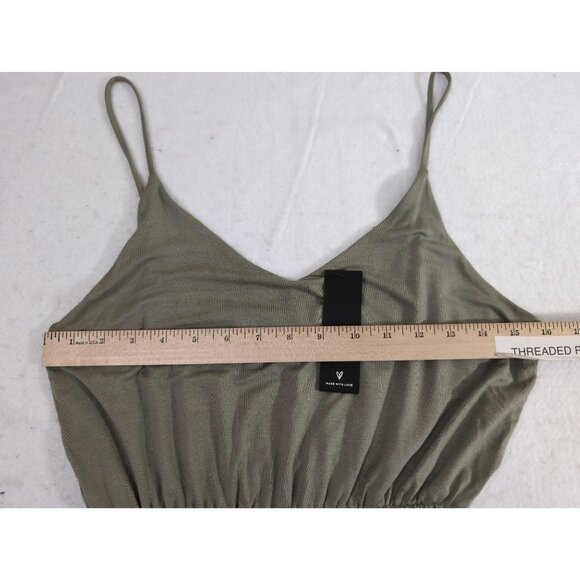 Lulus Maxi Dress Womens S Olive Green Sleeveless Adjustable Straps‎ Long Stretch - Picture 12 of 12
